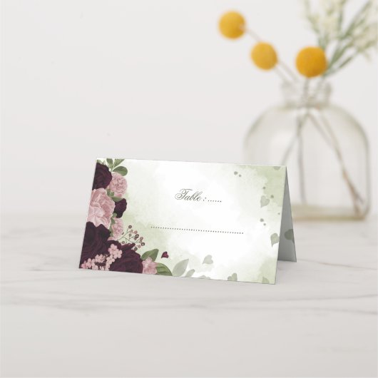 Carte De Placement verdure rose et prune (Devant)