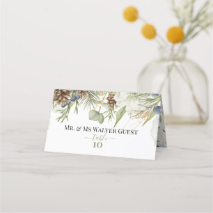 Carte De Placement Verdure rustique & Pinecones Numéros de tableau d'