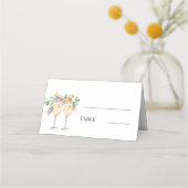 Carte De Placement verres à champagne floraux monogrammés table (Devant)