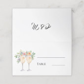 Carte De Placement verres à champagne floraux monogrammés table (Extérieur déplié)