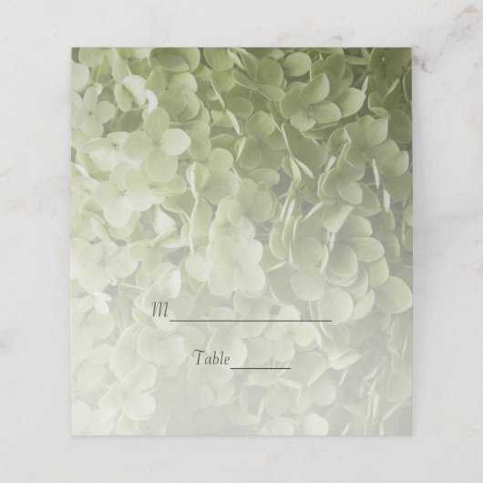 Carte De Placement Vert Annabelle Hydrangea Fleurs Mariage (Extérieur déplié)