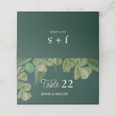 Carte De Placement Vert émeraude Élégante végétation rustique feuille (Extérieur déplié)