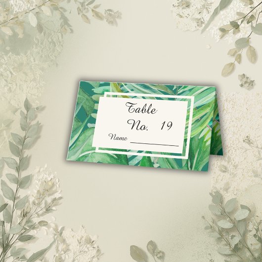Carte De Placement vert émeraude mariage tropical