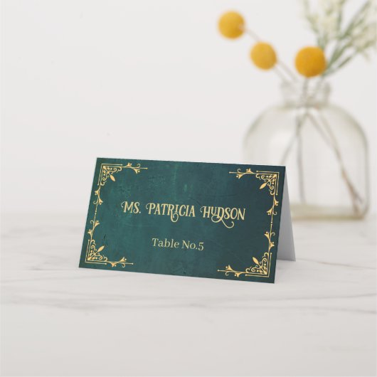 Carte De Placement Vert foncé vintage (Dos)