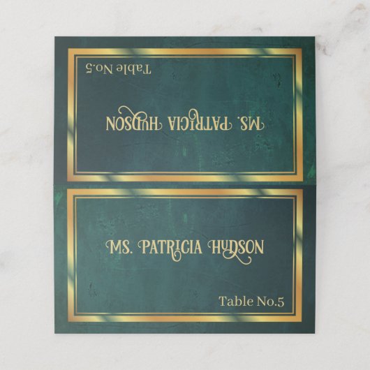 Carte De Placement Vert foncé vintage (Extérieur déplié)