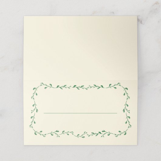 Carte De Placement Vert Méditerranée Mariage manuscrit (Extérieur déplié)