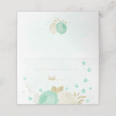 Carte De Placement vert menthe & fleurs blanches or botanique mariage (Extérieur déplié)