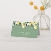 Carte De Placement Vert moderne Mariage de fleurs de citron (Dos)