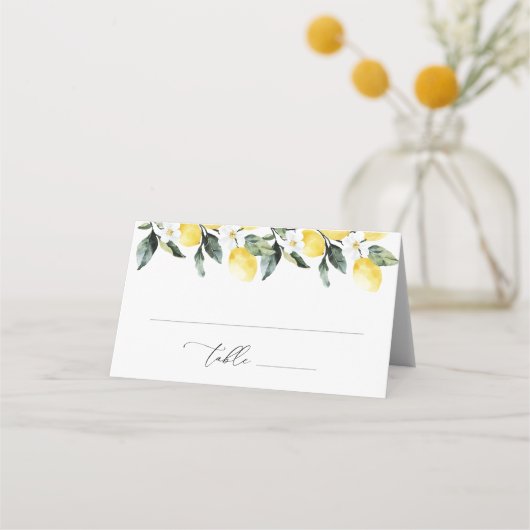 Carte De Placement Vert moderne Mariage de fleurs de citron (Devant)