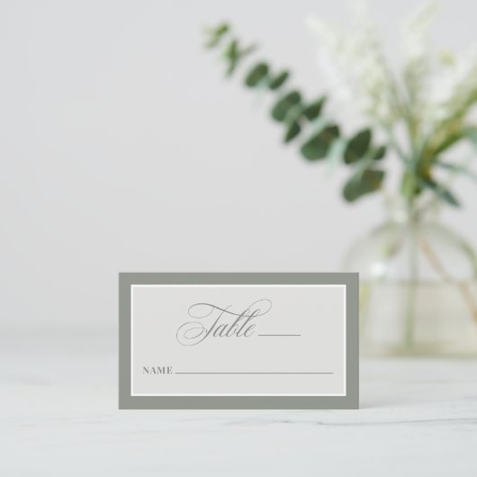 Carte De Placement Vert sage | Appartement Mariage classique et de lu (Debout devant)