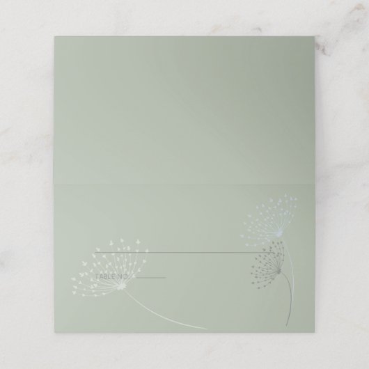 Carte De Placement Vert Sage Avec Fleurs De Doodle Simple (Extérieur déplié)