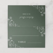 Carte De Placement Vert sage | Mariage botanique Fleur sauvage tiré (Extérieur déplié)