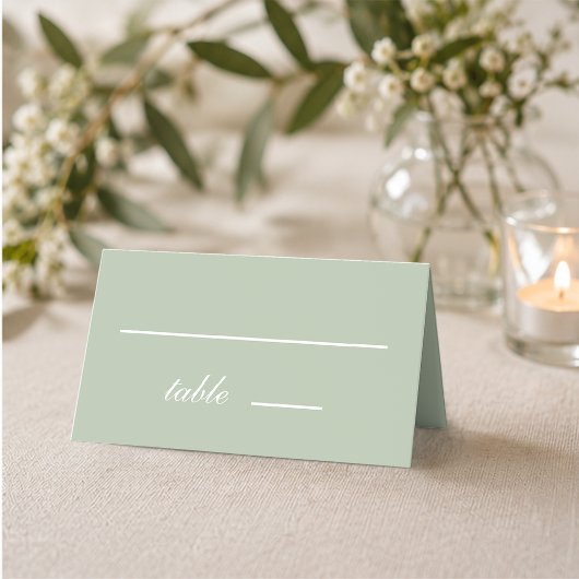 Carte De Placement Vert sauge mariage simple calligraphie écriture bl