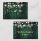 Carte De Placement Verte Rustique Bois Éclairage Mariage Merci (Devant / Derrière)