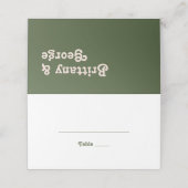 Carte De Placement Vibes rétro simples | Carte de place pliée vert ol (Extérieur déplié)