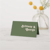 Carte De Placement Vibes rétro simples | Carte de place pliée vert ol (Dos)