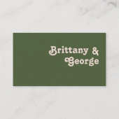 Carte De Placement Vibes rétro simples | Mariage plat vert olive (Dos)