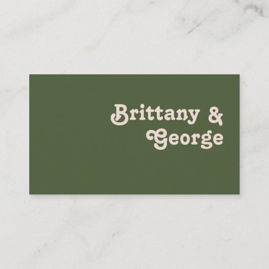 Carte De Placement Vibes rétro simples | Mariage plat vert olive (Dos)