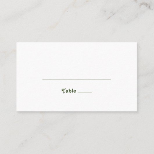 Carte De Placement Vibes rétro simples | Mariage plat vert olive (Devant)
