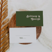 Carte De Placement Vibes rétro simples | Mariage plat vert olive