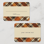 Carte De Placement Vibes Rustiques Automne Brûlé Orange Plaid Imprime (Devant / Derrière)