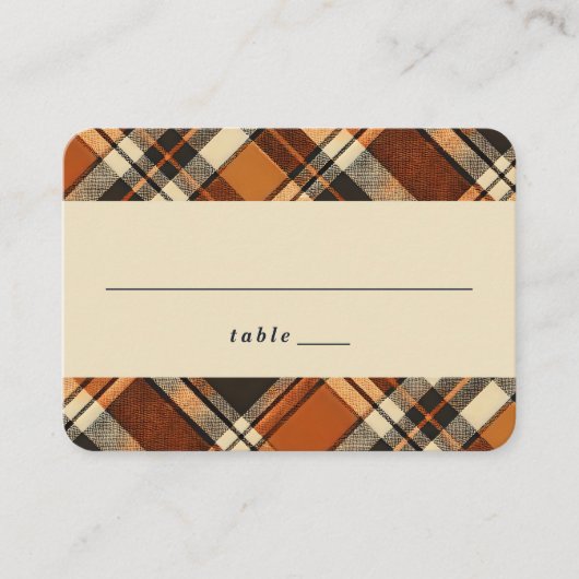 Carte De Placement Vibes Rustiques Automne Brûlé Orange Plaid Imprime (Devant)