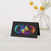 Carte De Placement Vibrant infinity with rainbow butterfly on black (Devant)