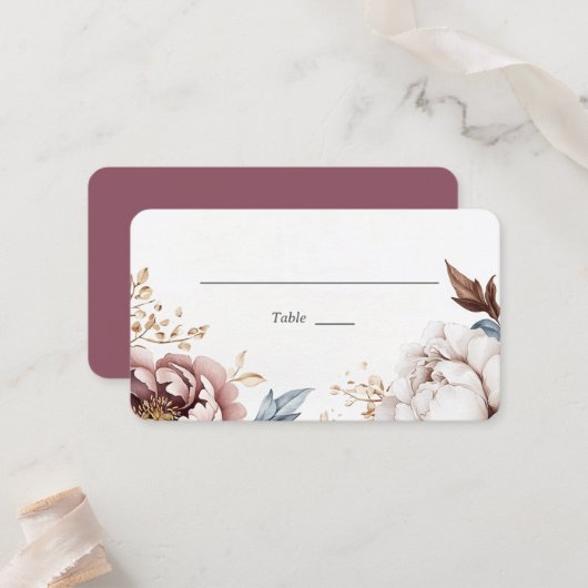 Carte De Placement Victorian Peony Luxe Flat Mariage (Devant/Arrière en situation)