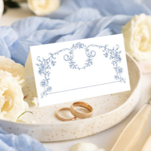 Carte De Placement Victorien Ornate Grace Floral Dusty Mariage bleu