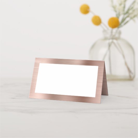 Carte De Placement Vide blanc et Rose Gold Faux Foil (Devant)