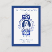 Carte De Placement Vierge catholique Marie Bleue Funérailles Sympathi (Devant)