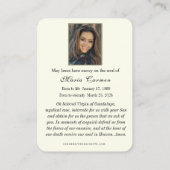 Carte De Placement Vierge religieuse Marie Guadalupe Funérailles cath (Dos)