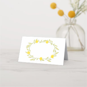 Carte De Placement Vins Floraux Wreath Chic Elegant Jaune Vert