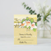 Carte de placement vintage blanche jaune plumeria  (Debout devant)