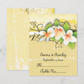Carte de placement vintage blanche jaune plumeria  (Devant / Derrière)