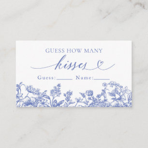 Carte De Placement Vintage Blue Floral Devinez combien de baisers jeu