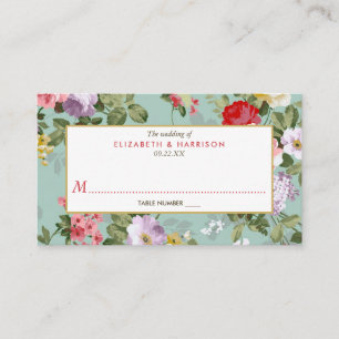 Carte De Placement Vintage Jardin Floral Mariage botanique