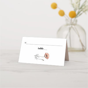 Carte De Placement Vintage Pink poppies fleur sauvage mariage floral