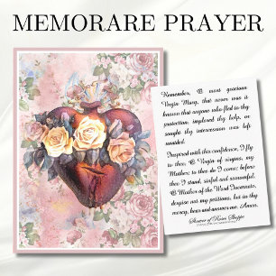 Carte De Placement Vintage Religieuse Vierge Marie Prière catholique
