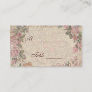 Carte De Placement Vintage Romance Couple Antique Rose Mariage