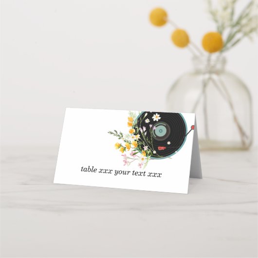 Carte De Placement Vinyl Record, floral, Oldies Rustique (Devant)