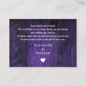 Carte De Placement Violet Rustique Grange Mariage Merci (Dos)