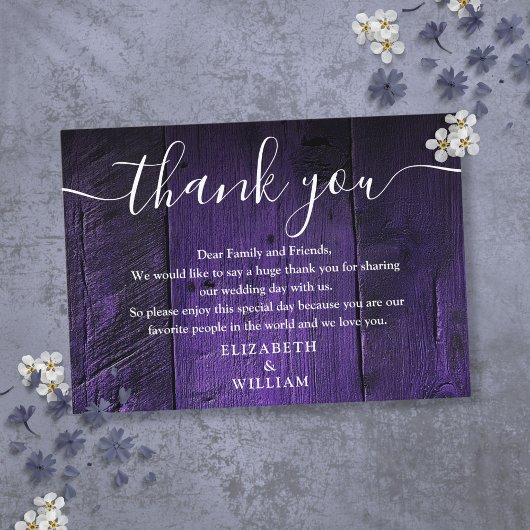 Carte De Placement Violet Rustique Grange Mariage Merci