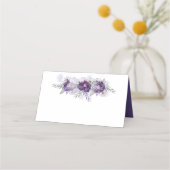 Carte De Placement Violet Ultra Violet Lavande gris Roses d'aquarelle (Dos)