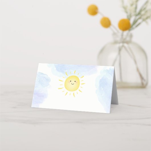 Carte De Placement Voici le Baby shower Son Blue Sunshine (Devant)