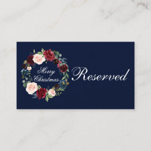 Carte De Placement Watercolor Floral Wreath Joyeux Noël plat