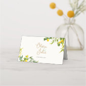 Carte De Placement Watercolor Lemon Wedding with Meal Preference (Dos)