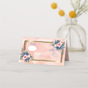 Carte De Placement Watercolor Navy & Blush Mariage