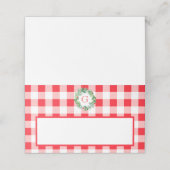 Carte De Placement Watercolor Pine Wreath MONOGRAM Red Check (Extérieur déplié)