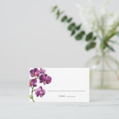 Carte De Placement Watercolor Purple Phalaenopsis Orchids Wedding (Debout devant)